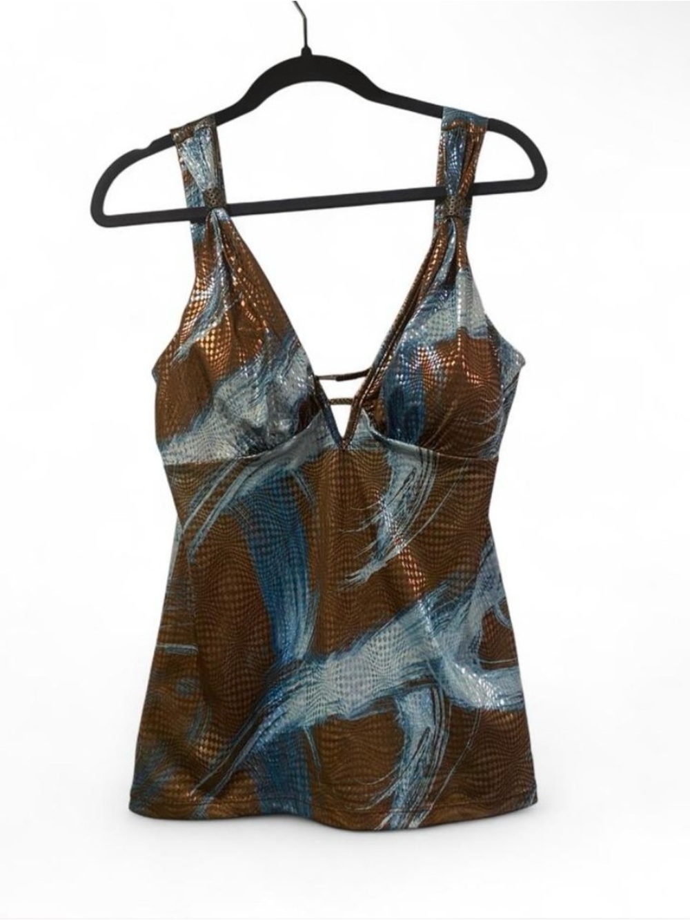 Entry Brown and Blue Printed V-Neck Camisole